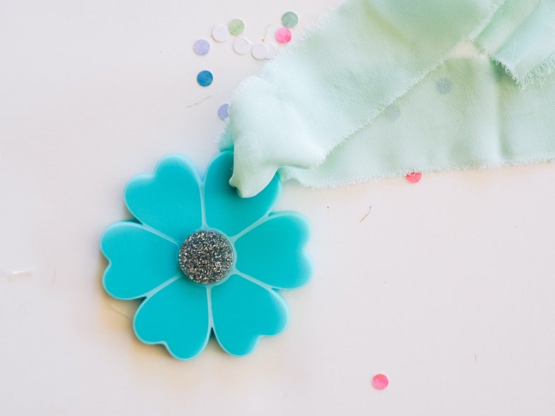 Blue Daisy Acrylic Gift Tag | Flower Acrylic Gift Tag | Mothers Day Gift Basket