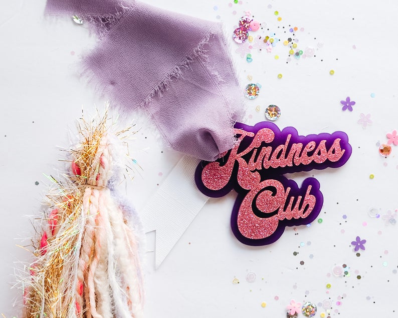Kindness Club Acrylic Gift Tag | Custom Gift Tag | Kids Gift Basket